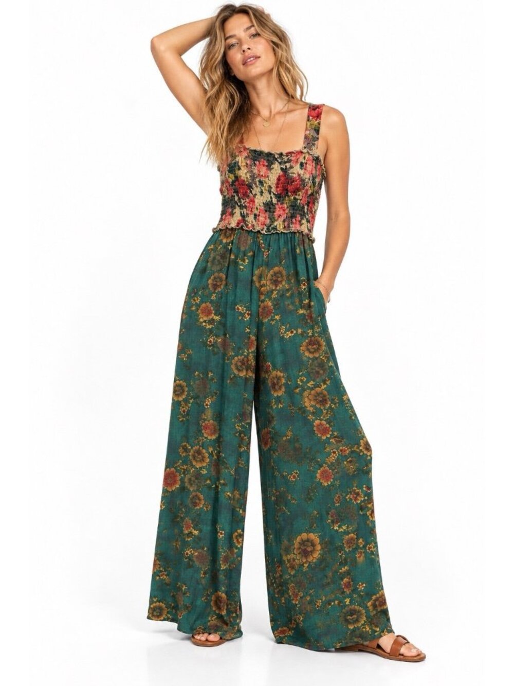 NATURAL LIFE wide leg jumpsuit sleeveless XS hippie dark bohemian artsy casual